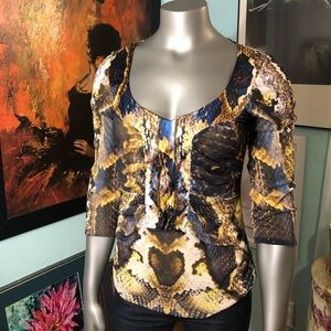 ANGELO MARANI Italia colorful animal print blouse. Size L.(46)